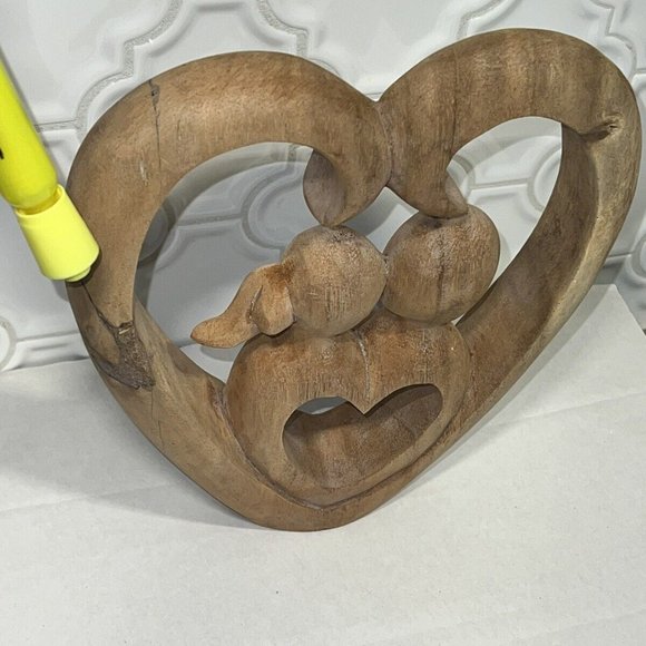 Wooden Hand Carved Romantic Passionate Loving Couple Abstract Figurine Sculpture - Picture 8 of 8